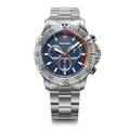 Produktbild: WENGER Herren Armbanduhr Seaforce Chronograph Ø 43 mm, Swiss Made, Analog Quarz, Wasserdicht bis 200 m, Edelstahl-Armband, Blau/Silber, 01.0643.125