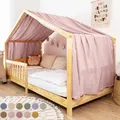 Produktbild: lilimaus Hausbett Himmel [in 12 Farben] Betthimmel Hausbett aus 100% Baumwolle Musselin - Stoffhimmel für Hausbett Deko Mädchen & Jungen - Himmel für Hausbett Kinder - Bett Vorhang Kinderbett