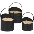Produktbild: Relaxdays 3Xpelleteimer, Schwarz, Metall, 32x30x34 cm, Kleinmöbel, Kamine & Zubehör, Holzkörbe & Zubehör