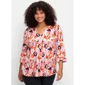 Produktbild: Longbluse SHEEGO, Damen, Gr. 44, pink (pink gemustert), 100% Viskose, gemustert, Rundhals, Blusen Longbluse