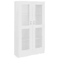 Produktbild: Bücherschrank Vitrinenschrank Vitrine Weiß 82,5x30,5x150 Cm Spanplatte Glas Vitr