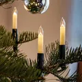 Produktbild: hellum Lichterkette Weihnachtsbaum, Made in Germany, Baumkerzen mit Clip, 15 Lichter, beleuchtet Länge 9,8 m, Kabel grün, warmweiß, für Innen, teilbarer Stecker, 3 Ersatzkerzen, kein LED <59lm 430059