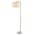 Produktbild: Stehleuchte Stehlampe Wohnzimmer 155 cm Stoff Metall in Gold Antik Weiß E27