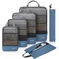 Produktbild: Prezon Komprimierbaren Packwürfeln mit Reiseschuhtasche und Wäschesack, Erweiterbarer Koffer-Organizer, Packtaschen Set zur Organisation Ihres Reisegepäcks, Gepäck Organizer für Rucksack & Koffer