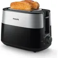 Produktbild: Philips Daily Collection Toaster, 2 Toastschlitze, Brötchenaufsatz, 8 Stufen, Auftaufunktion, Schwarz (HD2516/90) - Schwarz