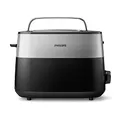 Produktbild: Philips Toaster – 2 Toastschlitze, 8 Stufen, Brötchenaufsatz, Auftaufunktion, Abschaltautomatik, schwarz/silbern (HD2516/90)