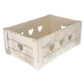 Produktbild: MACOSA AS8053 Deko Holzkiste Weiß Herzen 29 cm Dekokiste Landhaus Kiste Aufbewahrungskiste Obstkiste Holzbox Aufbewahrung Dekoaufbewahrung Geschenkkiste