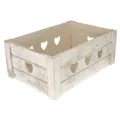 Produktbild: Deko Holzkiste Weiß 29 cm Kiste Holz Aufbewahrungskiste Herzen Holzbox Dekokiste