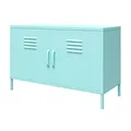 Produktbild: Cache Metall-Spindschrank Mint, 100 x 40 x 64 cm, Akzentschrank mit 2 Türen und 2 Regalböden, Metallschrank im Spind-Design für Wohnzimmer, Flur und Büro