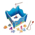 Produktbild: Eichhorn Spiel Angelspiel 16-teilig, Holz Magnetangel Fische angeln Meerestiere bunt