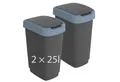 Produktbild: ROTHO Mülleimer TWIST 2er-Set Abfalleimer 25l - 2-in-1 Deckel - ideale Mülltrennung, ideal für Mülltrennung & Recycling