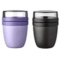 Produktbild: Mepal | Lunchpot Ellipse Mixed | Vivid Lilac + Nordic Black | Müslibecher to go | Unterteilung für Joghurt & Müsli | 500 ml + 200 ml | Geeignet fü