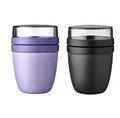 Produktbild: Mepal Lunchbox Lunchpot Ellipse Mixed, Becher to go, Vivid Lilac + Nordic Black, Polypropylen (PP), PCTG, hurt & Müsli, 500 ml & 200 ml, Mikrowellen- & spülmaschinenfest