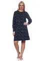 Produktbild: Normann Damen Frottee Langarm Nachthemd in maritimer Optik - auch in Übergröße, Farbe:Marine, Größe:44-46