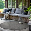 Produktbild: SIMPEX Outdoor Teppich Rund,Terrasse Balkon Garten Küchenteppich Einfarbiges Design Wetterfest Flachgewebe Sisal Look Waschbarer Teppich, Größe: 200 cm Rund, Farbe: Schwarz