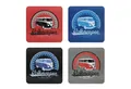 Produktbild: VW Collection by BRISA Getränkeuntersetzer Volkswagen Kork-Untersetzer mit MDF Beschichtung, Zubehör für alle VW Fans!, Packung, 4-tlg., abwischbare Glasuntersetzer mit VW T1 Bulli Vintage Logo in 4 Farben