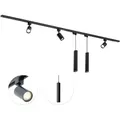 Produktbild: Qub Focus III - LED Schienensystem Komplettset - Schwarz - 1-Phasen - 200cm - 3x Spots & 2x Pendelleuchten - I-Form - Schwarz