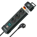 Produktbild: Brennenstuhl Premium-Line Steckdosenleiste 4-Fach (Mehrfachsteckdose mit Schalter und 1,8m Kabel -45° Winkel der Schutzkontakt-Steckdosen, Made in Germany) schwarz