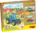 Produktbild: HABA Puzzle-Set Traktor und Co. – 3 liebevolle Bauernhof-Puzzles ab 4 Jahren, je 24 Teile, stabiles Material, fördert Geduld & Wahrnehmung – 1300444001