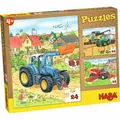 Produktbild: HABA Puzzles Traktor und Co. Kinderpuzzle Puzzle Kinder ab 4 Jahren 3 x 24 Teile