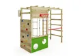 Produktbild: FATMOOSE Klettergerüst CleverClimber – Klettergerüst mit Kletterwand & Basketballkorb, (Multifunktionaler Kletterturm mit Kletternetz, Strickleiter & Reckstange, extrem witterungsbeständig mit 10 Jahren Garantie), für abwechslungsreichen Spielspaß