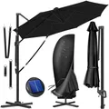 Produktbild: KESSER® Sonnenschirm Ampelschirm SUN Rund XL Ø330 cm Inkl. Windschtzseile & Abdeckung 7-Fach Verstellbar Drehbar Neigbar Kippbar Groß 360° Drehbar Gartenschirm mit Kurbel Sonnenschutz UV50+