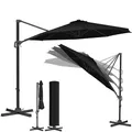 Produktbild: KESSER® Sonnenschirm Ampelschirm SUN Rund XL Ø330 cm Inkl. Abdeckung, 7-Fach Verstellbar Drehbar Neigbar Kippbar Groß 360° Drehbar Gartenschirm mit Kurbel Sonnenschutz UV50+ Schwarz