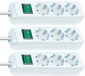 Produktbild: Brennenstuhl Eco-Line, Steckdosenleiste 3-Fach (Mehrfachsteckdose mit erhöhtem Berührungsschutz, Schalter und 1,5m Kabel) weiß (weiß, 1,5m | 3er Pack)