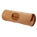 Produktbild: Kerbl Pet Nagertunnel, Spieltunnel, Nagerspielzeug, braun, 50cm, Ø18cm, Leinen, Nager, platzsparend, 3 Eingänge