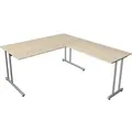 Produktbild: Schreibtisch start up Fuß silber BxT 160x180cm ahorn