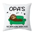 Produktbild: Shoppawhile Opa Geschenke Geburtstag Vatertagsgeschenk Weihnachten Geschenk für Opa Faultier Geschenk Weiß Kissenbezug 45x45cm