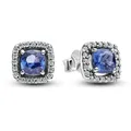 Produktbild: Pandora Paar Ohrstecker Damen-Ohrstecker Funkelndes Quadrat Blau Heiligenschein silberfarben