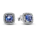Produktbild: PANDORA Schmuck Damen-Ohrstecker Funkelndes Quadrat Blau Heiligenschein 293551C0