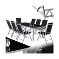 Produktbild: tectake Aluminium Sitzgruppe, mit Aluminiumgestell, für 8 Personen, UV-beständig, Tisch mit Sicherheitsglasplatten und Ausgleichsschrauben