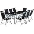 Produktbild: Tectake Aluminium Sitzgruppe Pompeii Mit Aluminiumgestell  Für 8 Personen Wetterfest  189 x 90 x 72 70 cm Silber