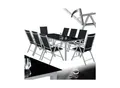 Produktbild: tectake® Aluminium Sitzgruppe, mit Aluminiumgestell, für 8 Personen, UV-beständig, Tisch mit Sicherheitsglasplatten und Ausgleichsschrauben