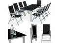 Produktbild: tectake® Aluminium Sitzgruppe, mit Aluminiumgestell, für 8 Personen, UV-beständig, Tisch mit Sicherheitsglasplatten und Ausgleichsschrauben