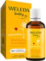 Produktbild: WELEDA Bio Baby Calendula Bäuchlein Massageöl - veganes Naturkosmetik Babyöl / Körperöl hilft Babys & Kindern bei Blähungen. Natürliche ätherische Öle fördert die Verdauung & entspannen (1x 50ml)