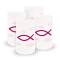 Produktbild: itenga 6x Windlicht Fisch aus stabiler Folie ca. 6,0 x 10,0 cm für Jungen und Mädchen Kommunion Konfirmation Taufe (Pink)