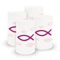 Produktbild: itenga 6x Windlicht Fisch Pink Kommunion Konfirmation Taufe Deko Jungen Mädchen