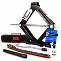 Produktbild: HEYNER® Scherenwagenheber Set 2 t, 98-442 mm Hubhöhe, Scheren-Wagenheber inkl. Ratsche, Kurbel, Gummiauflage, aus Stahl