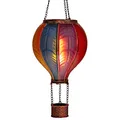 Produktbild: LED Solar Heißluftballon mit Flammeneffekt Beleuchtung | Lampion mit 20 warm-weißen Lichter | Gartenlaterne zum hängen | inkl. Metallkette | Gesamthöhe ca. 40,5 cm (Regenbogen)