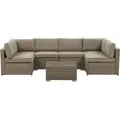 Produktbild: BELIANI Gartenmöbel Set Braun Polyrattan Aluminium 6-Sitzer Auflagen Braun Terrasse Outdoor Minimalistisch Modern - Braun
