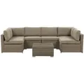 Produktbild: Gartenmöbel Set Braun Polyrattan Aluminium 6-sitzer Auflagen Braun Terrasse Outdoor Minimalistisch Modern