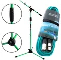 Produktbild: keepdrum Mikrofonständer keepdrum MS106 GR Mikrofonständer Grün mit Kabel, (mit Kabelklemmen), Vorteils-Set mit XLR Kabel