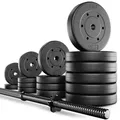 Produktbild: TREX SPORT Langhantel Set TX-055SG | Hantelset 55 kg mit Langhantelstange 180 cm, Kunststoff Hantelscheiben, Sternverschlüsse | Home Gym Krafttrai... - Schwarz