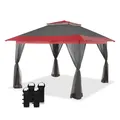 Produktbild: Wiltec Faltpavillon Moskitonetz 4x4m grau rot Gartenpavillon Partyzelt Pavillion