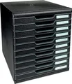 Produktbild: Exacompta 302414D Ablagebox Modulo mit 10 Schubladen für DIN A4+ Dokumente. Belastbare Schubladenbox mit hoher Kapazität für mehr Platz auf dem Schreibtisch schwarz