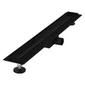 Produktbild: LuxeBath Duschrinne 70 cm 2in1, befliesbar, extra flach, Edelstahl, Schwarz, Doppelseitige Bodenablauf, Komplettset Bodenbefestigung, Duschablauf, Siphon mit Geruchsstop, Haarsieb, Ablaufrinne Dusche