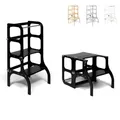 Produktbild: Ette Tete STEP'n'SIT® • Wandelbare Montessori Lernturm + Tisch, 2 in 1 (mit Silberverschlüssen, Schwarz)